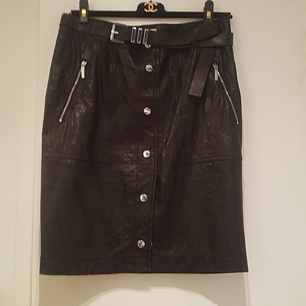 Michael Kors black leather skirt size 4